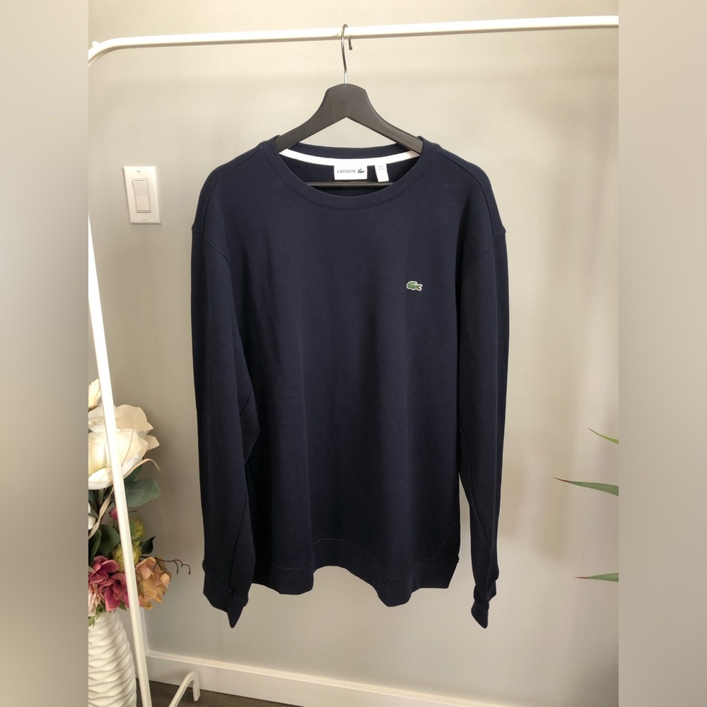 Men’s Lacoste Crewneck Sweatshirt in Navy with Green Crocodile Logo